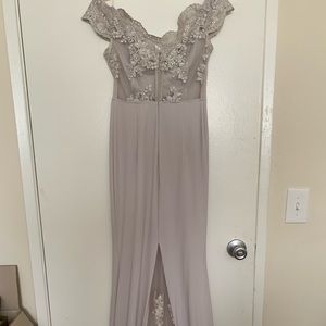 Beautiful Taupe/Beige Formal Dress Off Shoulder Gown